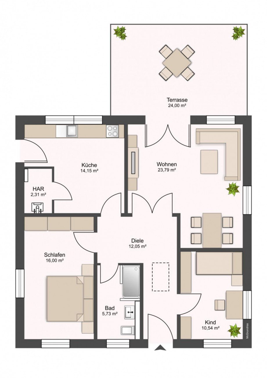Grundriss Erdgeschoss Einfamilienhaus Zempin