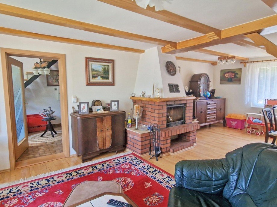 Wohnzimmer mit Kamin Einfamilienhaus Wolgast