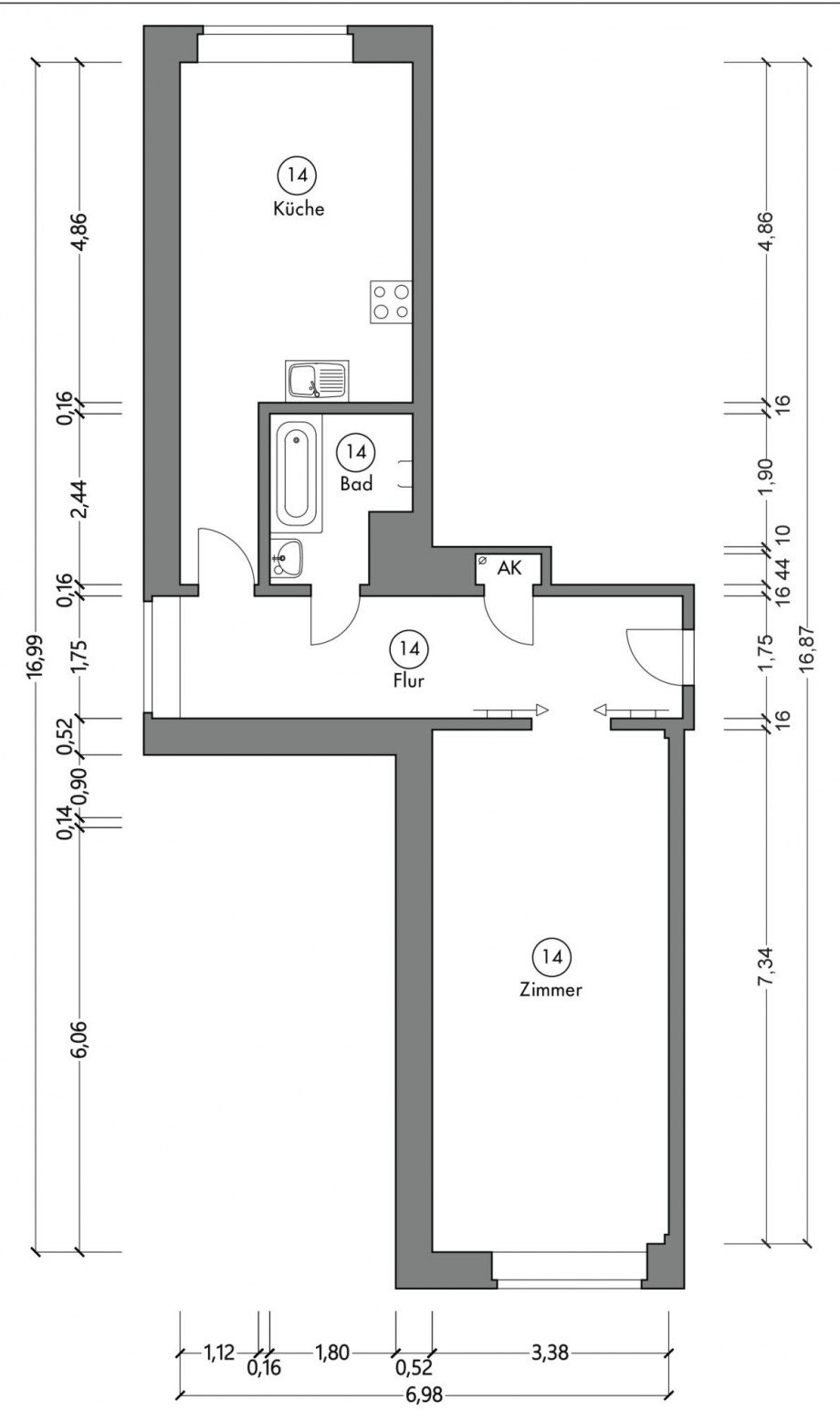 Einzelgrundriss Wohnung Wohnung Zinnowitz