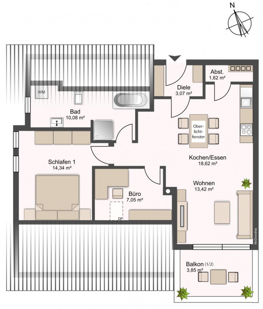 Grundriss_Dachgeschosswohnung Wohnung Trassenheide
