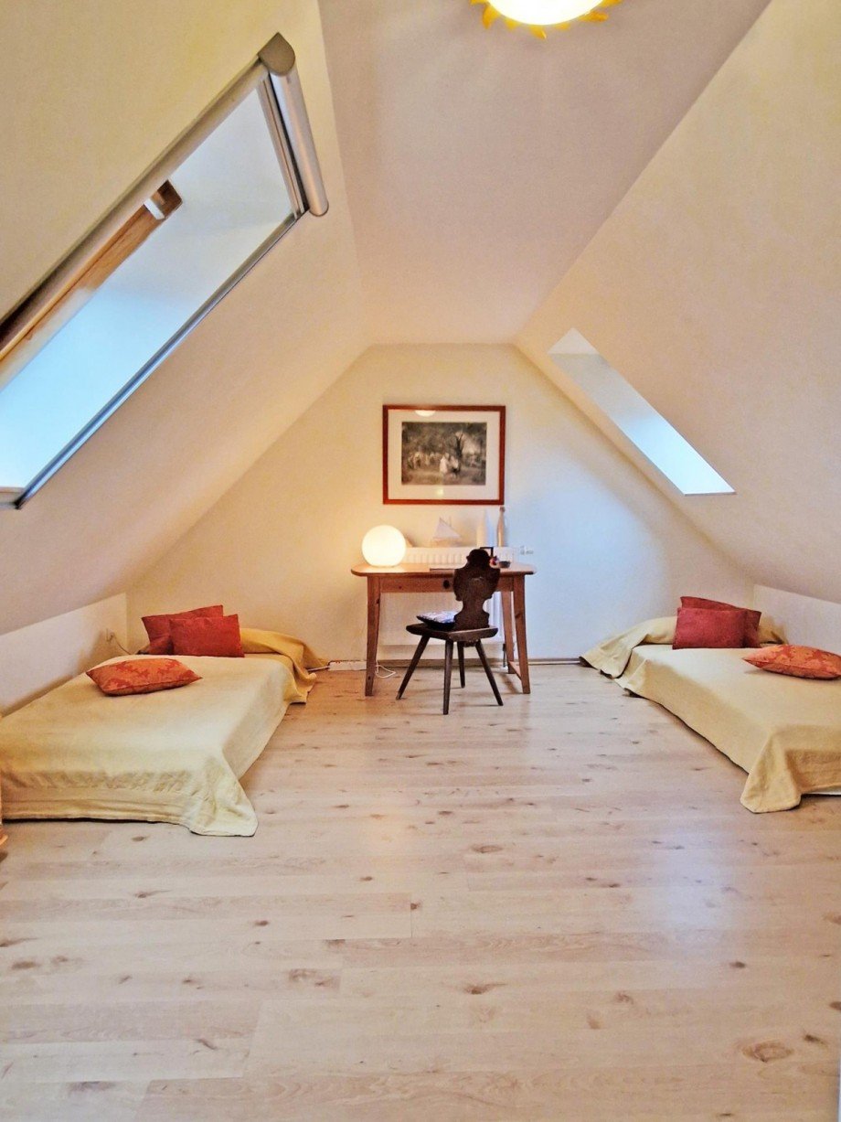 Schlafzimmer im Spitzboden Haus Zempin
