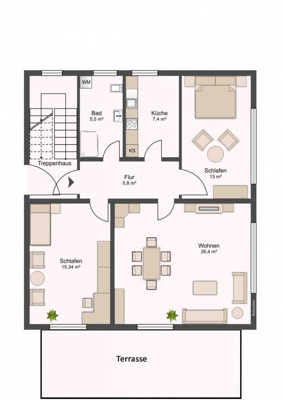 Grundriss Erdgeschoss Wohnung Zirchow