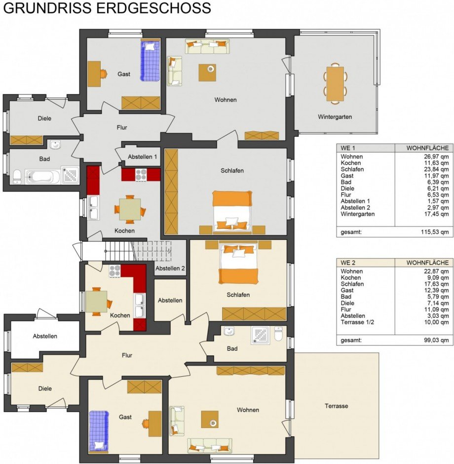 Grundriss_Edgeschoss Zweifamilienhaus Krummin