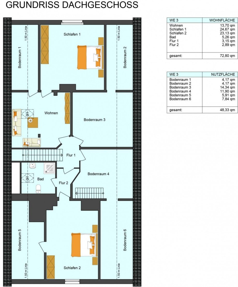 Grundriss_Dachgeschoss Zweifamilienhaus Krummin